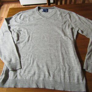 APT 9 V-Neck Solid Gray Merino Wool Blend Sweater Long Sleeve Mens Large